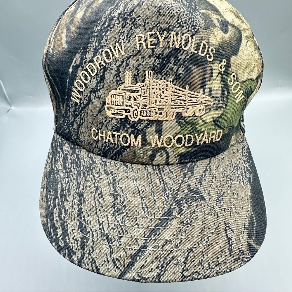 Vintage Woodrow Reynolds & Son Camouflage Hat Chatom Woodyard Mossy Oak Snapback